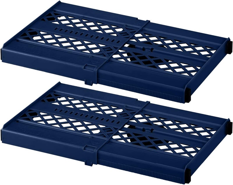 LockerMate Adjust-A-Shelf Locker Shelf, Extends to Fit Your Locker, Easy to Use, Perfect for School, Office, Gym, Blue, 2-Pack - Image 1